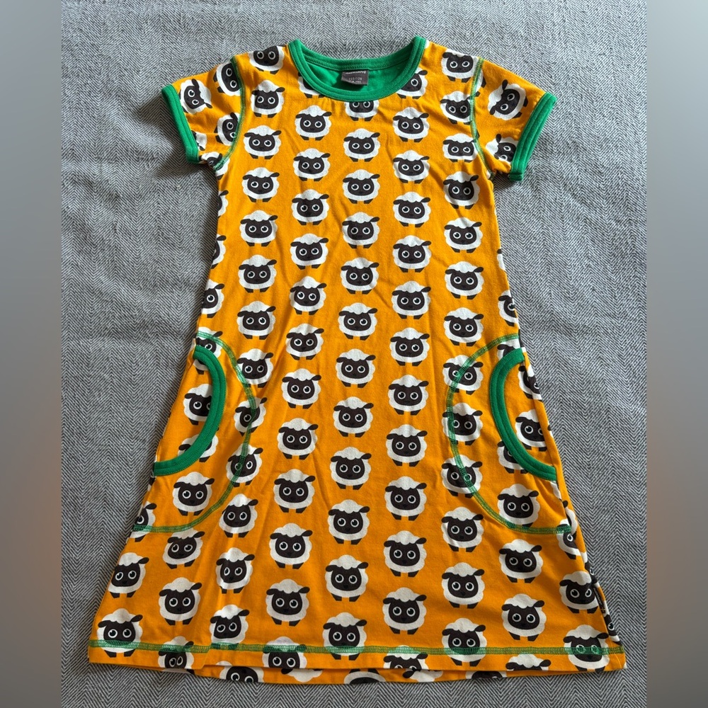 Maxomorra Yellow Sheep Dress Size 7/8